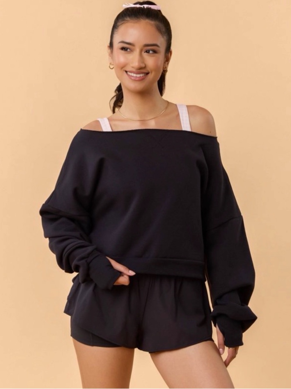 Blogilates Women’s Dance Studio Off the Shoulder Sweatshirt